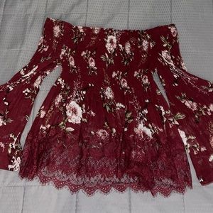 Sheer, Off-Shoulder Floral Top